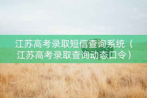 江苏高考录取短信查询系统（江苏高考录取查询动态口令）