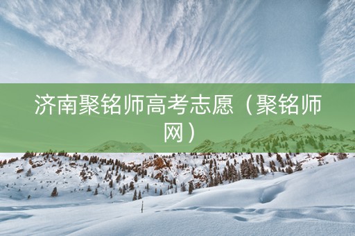济南聚铭师高考志愿（聚铭师网）