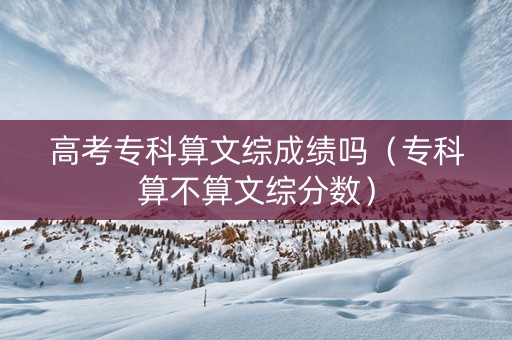 高考专科算文综成绩吗（专科算不算文综分数）