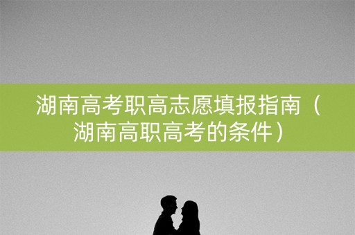 湖南高考职高志愿填报指南（湖南高职高考的条件）