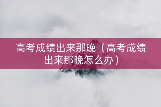 高考成绩出来那晚（高考成绩出来那晚怎么办）