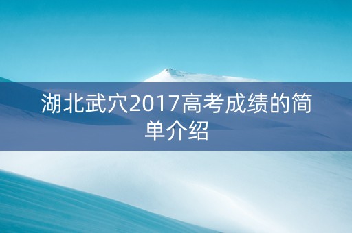 湖北武穴2017高考成绩的简单介绍