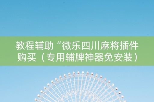 教程辅助“微乐四川麻将插件购买（专用辅牌神器免安装）