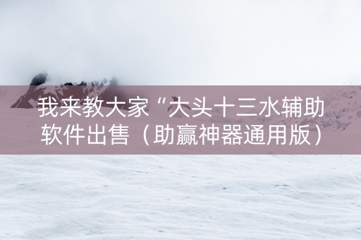 我来教大家“大头十三水辅助软件出售（助赢神器通用版）