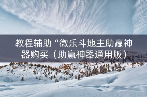 教程辅助“微乐斗地主助赢神器购买（助赢神器通用版）