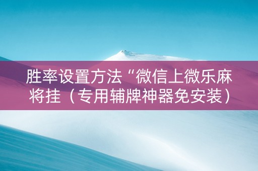 胜率设置方法“微信上微乐麻将挂（专用辅牌神器免安装）