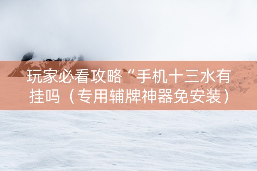 玩家必看攻略“手机十三水有挂吗（专用辅牌神器免安装）