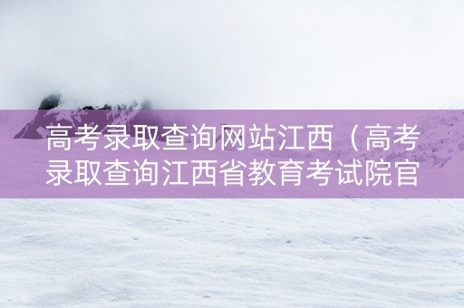高考录取查询网站江西（高考录取查询江西省教育考试院官网）