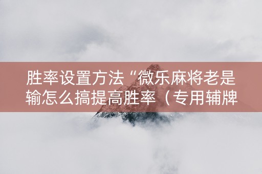 胜率设置方法“微乐麻将老是输怎么搞提高胜率（专用辅牌神器免安装）