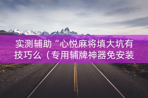 实测辅助“心悦麻将填大坑有技巧么（专用辅牌神器免安装）
