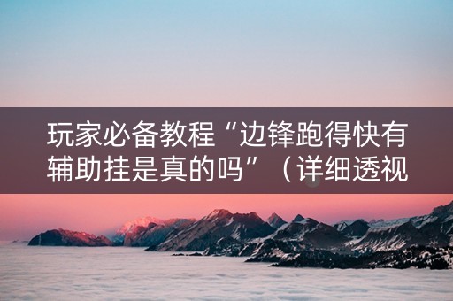 玩家必备教程“边锋跑得快有辅助挂是真的吗”（详细透视教程）-哔哩哔哩