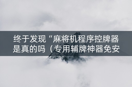终于发现“麻将机程序控牌器是真的吗（专用辅牌神器免安装）