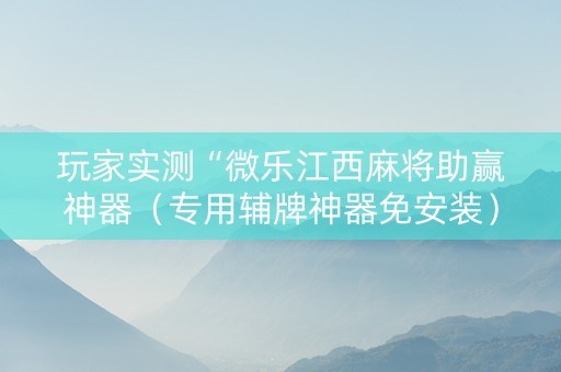 玩家实测“微乐江西麻将助赢神器（专用辅牌神器免安装）