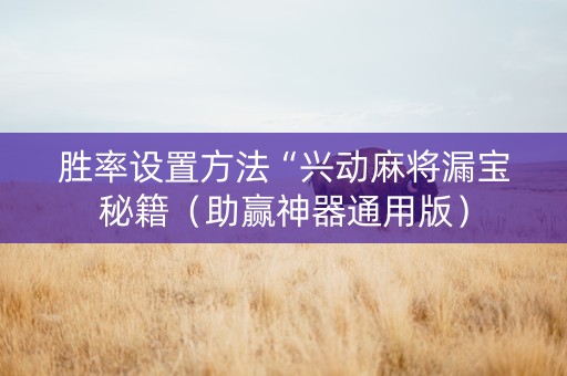 胜率设置方法“兴动麻将漏宝秘籍（助赢神器通用版）