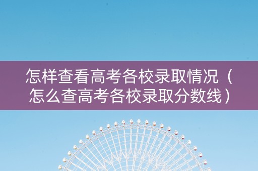 怎样查看高考各校录取情况（怎么查高考各校录取分数线）
