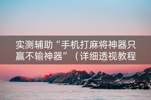 实测辅助“手机打麻将神器只赢不输神器”（详细透视教程）-哔哩哔哩
