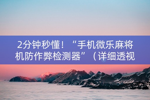 2分钟秒懂！“手机微乐麻将机防作弊检测器”（详细透视教程）-哔哩哔哩