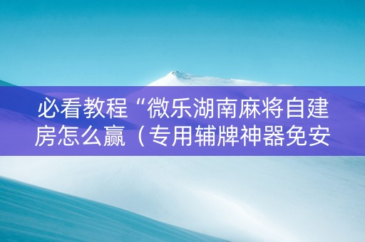 必看教程“微乐湖南麻将自建房怎么赢（专用辅牌神器免安装）