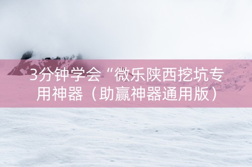 3分钟学会“微乐陕西挖坑专用神器（助赢神器通用版）