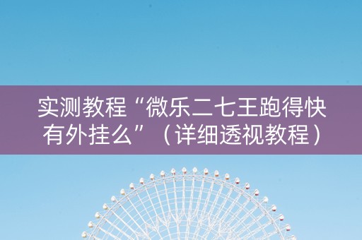 实测教程“微乐二七王跑得快有外挂么”（详细透视教程）-哔哩哔哩