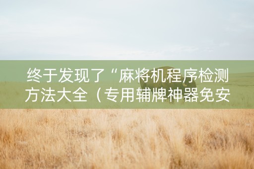 终于发现了“麻将机程序检测方法大全（专用辅牌神器免安装）