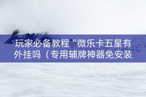 玩家必备教程“微乐卡五星有外挂吗（专用辅牌神器免安装）