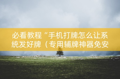 必看教程“手机打牌怎么让系统发好牌（专用辅牌神器免安装）