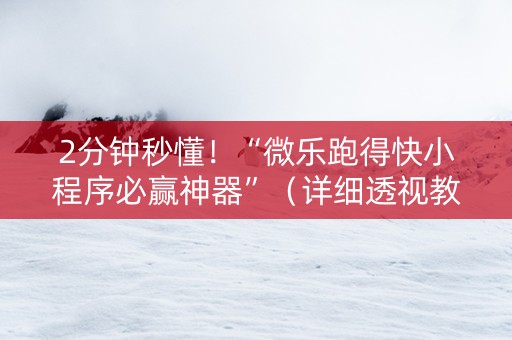 2分钟秒懂！“微乐跑得快小程序必赢神器”（详细透视教程）-哔哩哔哩