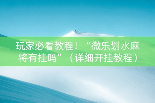 玩家必看教程！“微乐划水麻将有挂吗”（详细开挂教程）-哔哩哔哩