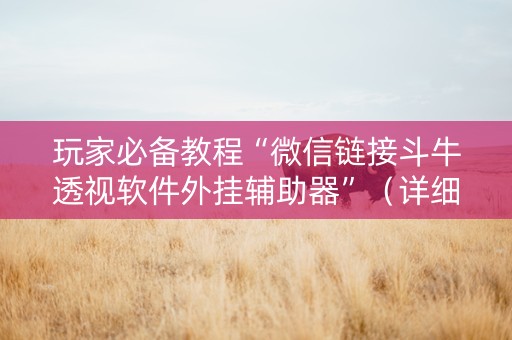 玩家必备教程“微信链接斗牛透视软件外挂辅助器”（详细透视教程）-哔哩哔哩