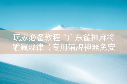 玩家必备教程“广东雀神麻将输赢规律（专用辅牌神器免安装）
