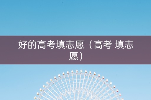 好的高考填志愿（高考 填志愿）