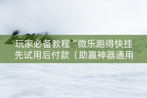 玩家必备教程“微乐跑得快挂先试用后付款（助赢神器通用版）