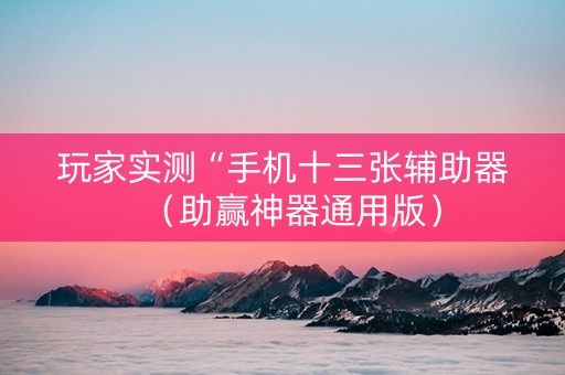 玩家实测“手机十三张辅助器（助赢神器通用版）