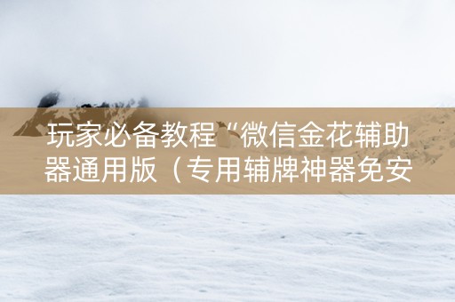 玩家必备教程“微信金花辅助器通用版（专用辅牌神器免安装）