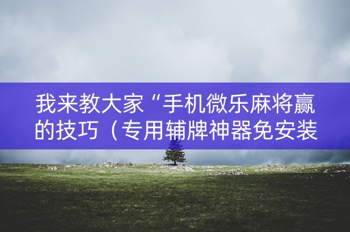 我来教大家“手机微乐麻将赢的技巧（专用辅牌神器免安装）