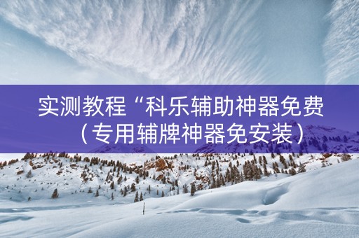实测教程“科乐辅助神器免费（专用辅牌神器免安装）
