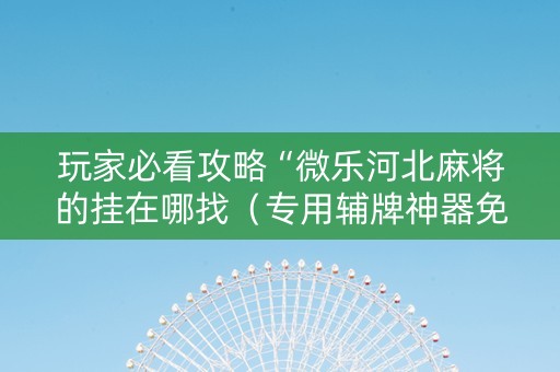 玩家必看攻略“微乐河北麻将的挂在哪找（专用辅牌神器免安装）