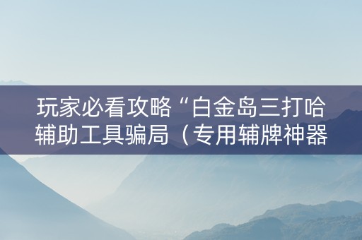 玩家必看攻略“白金岛三打哈辅助工具骗局（专用辅牌神器免安装）