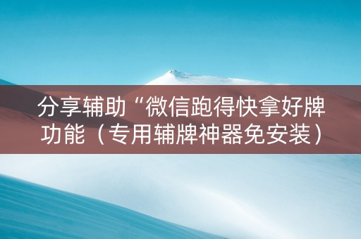分享辅助“微信跑得快拿好牌功能（专用辅牌神器免安装）