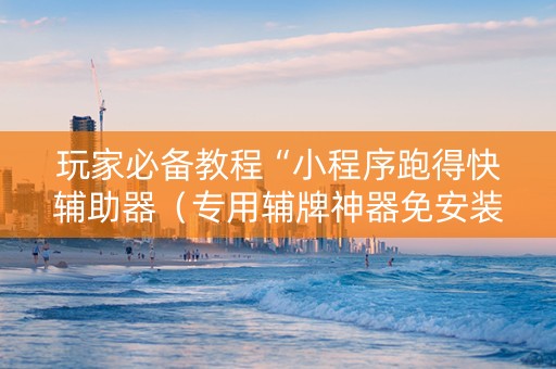 玩家必备教程“小程序跑得快辅助器（专用辅牌神器免安装）