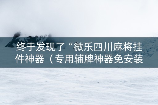 终于发现了“微乐四川麻将挂件神器（专用辅牌神器免安装）