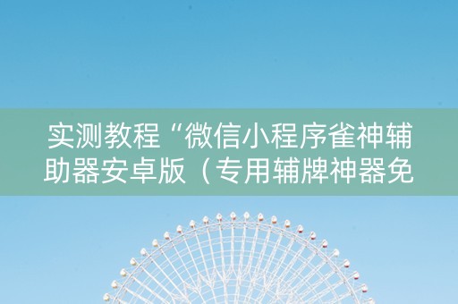 实测教程“微信小程序雀神辅助器安卓版（专用辅牌神器免安装）