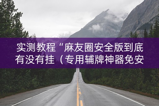实测教程“麻友圈安全版到底有没有挂（专用辅牌神器免安装）
