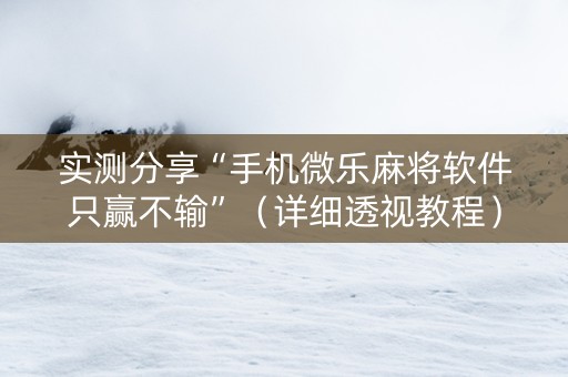 实测分享“手机微乐麻将软件只赢不输”（详细透视教程）-哔哩哔哩