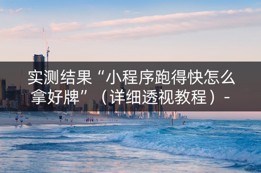 实测结果“小程序跑得快怎么拿好牌”（详细透视教程）-哔哩哔哩