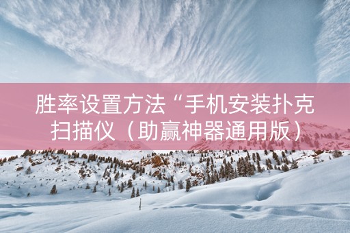 胜率设置方法“手机安装扑克扫描仪（助赢神器通用版）