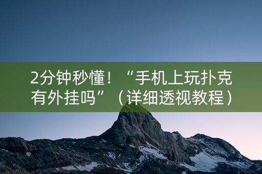 2分钟秒懂！“手机上玩扑克有外挂吗”（详细透视教程）-哔哩哔哩