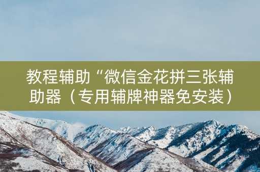 教程辅助“微信金花拼三张辅助器（专用辅牌神器免安装）