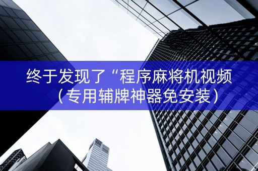 终于发现了“程序麻将机视频（专用辅牌神器免安装）